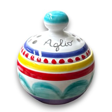 Handmade sicilian ceramic garlic container with lid Alicudi de simone pottery Handmade sicilian ceramic garlic container with lid Alicudi de simone pottery